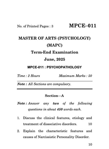 MPCE–011 June 2025 | IGNOU Previous Year Question Paper