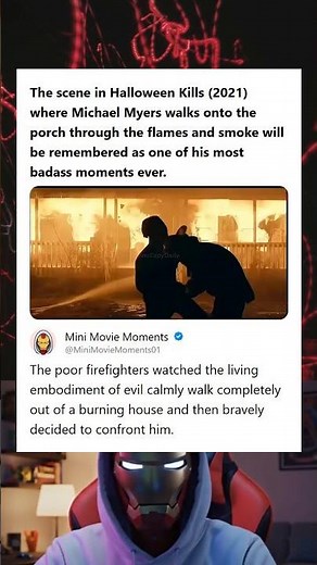 Halloween Kills 2021 Michael Myers Badass Emergence from Flames and Smoke onto the Porch