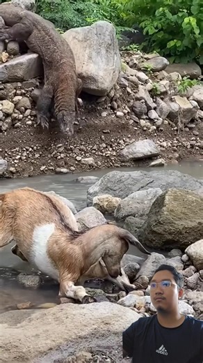 Unbelievable! Giant Komodo Dragon Sneaks Up on Prey 😱🦎 #shorts #wildlife #nature