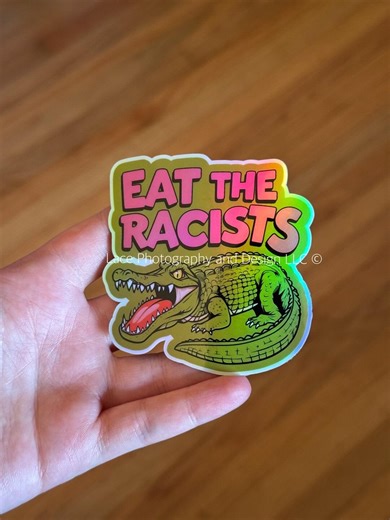 Eat the Racists Alligator Sticker | Anti Trump, Anti Fascism, Protest, Abolish ICE, Human Rights, No One is Illegal, Hands Off - Etsy