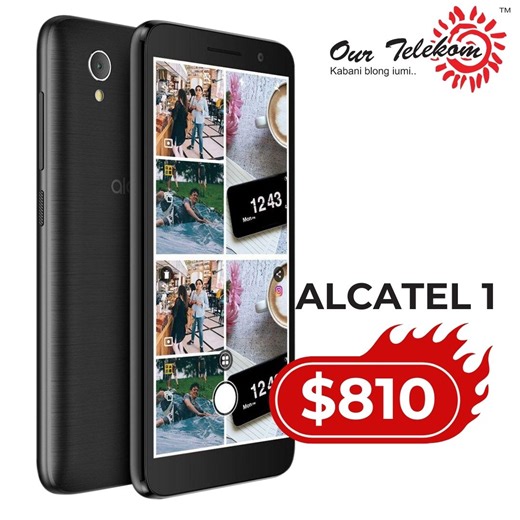 📱Upgrade your swag 😎 with the Alcatel 1. Retailing at $810 only. This mobile is packed with ⚡️1GB Ram | 16GB ROM ⚡️Supports 4G LTE ⚡️8MP back camera | LED flash ⚡️5MP front camera | LCD flash ⚡️Quad core CPU ⚡️5.0" 18:9 ⚡️2000mAh battery #OurTelekom #Genuine #Mobiles #AvailableNationwide | Our Telekom
