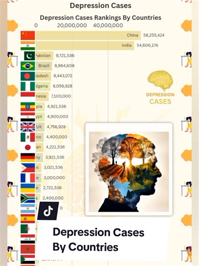 Top Countries Where Depression Cases Is Very High Depression Cases Ranking By Countries #depression #depressed #mental #mentalhealth #factsyoudidntknow @CodevsDesign @CodevsDesign