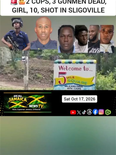 🚨 2 COPS, 3 GUNMEN DEAD IN SLIGOVILLE Real Jamaica News TV 🇯🇲 | News Explained, Jamaica Unfiltered Two police officers and three men are dead, and a 10-year-old girl was shot, after a bloody shootout in Mount Moreland, off the Sligoville main road in St Catherine on Friday. Police say about 5:15 a.m., a Special Operations Branch team went in searching for wanted men and came under gunfire from three men barricaded inside a house with other occupants, including the girl, a six-month-old baby a