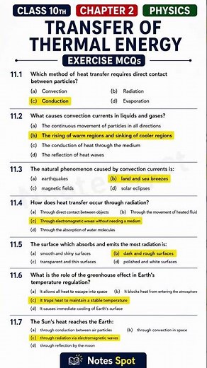 Physics Class 10 New book 2026 | Chapter 2 Transfer of Thermal Energy | Exercise Solved MCQs |