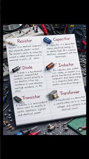 Basic Electronic Components Explained ⚡ | Resistor, Capacitor, Diode, Transistor, Inductor,
