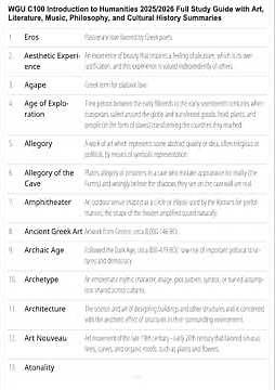 wgu c100 introduction to humanities 2025 2026 full study guide with art literature music philosophy