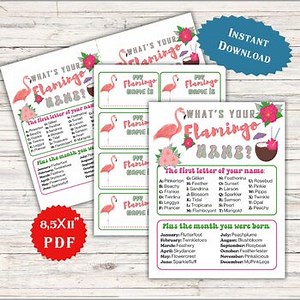 What's Your Flamingo Name Game, Name Generator Sign, Summer Activity for Kids