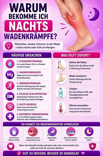 WARUM BEKOMMST DU NACHTS WADENKRÄMPFE? 🦵😨 DIESE URSACHEN KÖNNTEN DAHINTERSTECKEN #magnesium