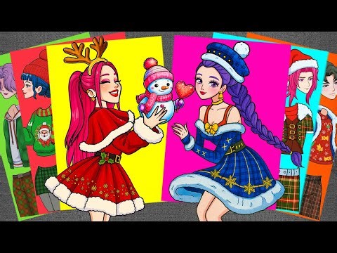 [🌈Paper DIY🌈] KPOP DEMON HUNTERS - CHRISTMAS HOLIDAY of HUNTRIX RUMI, MIRA, ZOEY | Sticker Book DIY