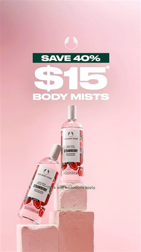 Save 40% on your favourite body mists! Available in-store & online. T&Cs apply. | The Body Shop