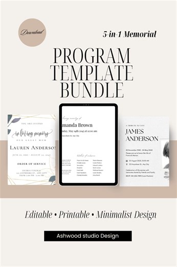 Funeral Order of Service Template Elegant Memorial Program Printable for Memorial Service or Funeral Order of Service, Memorial Gift - Etsy
