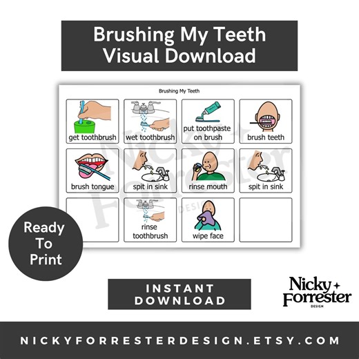 Brushing Teeth Visual Aid: Communication Board, Non Verbal Aids, Communication Aids, Autism, AAC Boardmaker, Tooth Brushing, Pecs Guide - Etsy