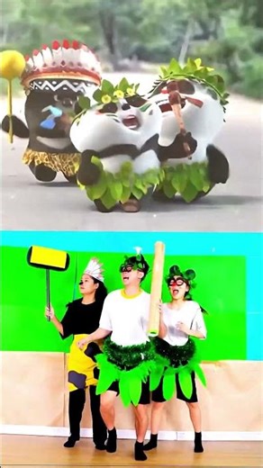 Dinosaurs chasing Bamboo Panda #shorts