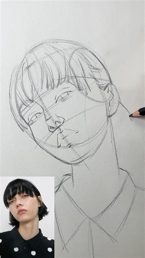 How to draw a tilted head using the loomis method