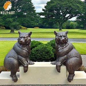 [Hot Item] Garden Decoration Animal Sculpture Lifelike Metal Black Bear Statue Outdoor