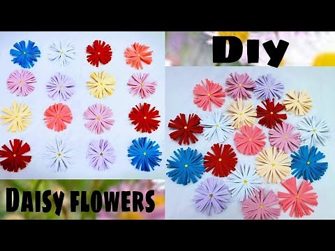DIY Daisy flower/ Paano gumawa ng bulaklak na daisy gamit ang papel/ Easy daisy flower tutorial