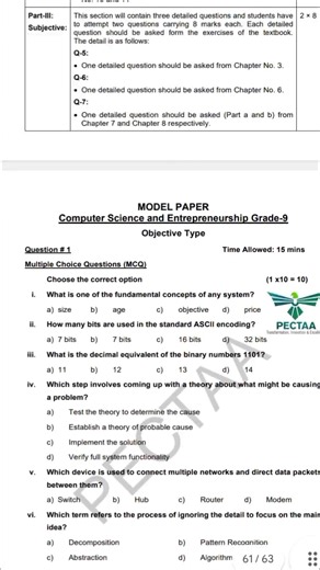 Smart Syllabus of Class 9th computer 2026| pairing scheme of Computer | modal paper of Computer