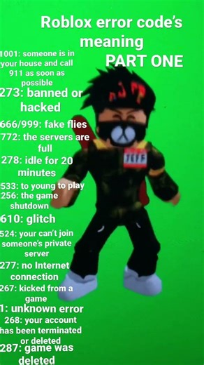 ROBLOX ERROR CODES MEANING! Part one