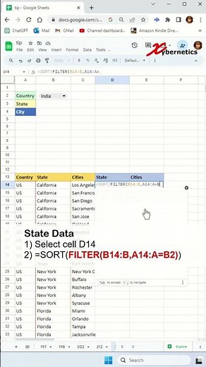 Dependent Drop Down Lists In Google Sheet - Excel Tips and Tricks #shorts