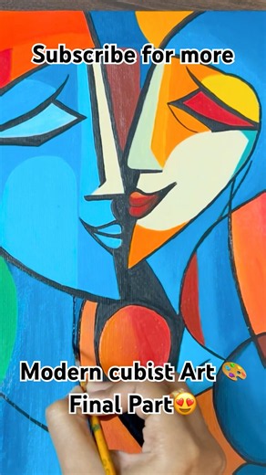 💞Modern Cubist Portrait 😍| Final Part | Painting Process | #shorts #viral #art #painting 🥰🎨🫟