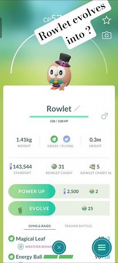 #pokemon, What pokemon Rowlet evolves into? #pokemongo