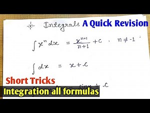 Integration all formulas short tricks for class 12 | integration quick revision | integration tricks
