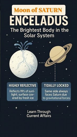 Enceladus – The Brightest & Tidally Locked Moon of Saturn | Reflects 99% Sunlight | Space GK 2025