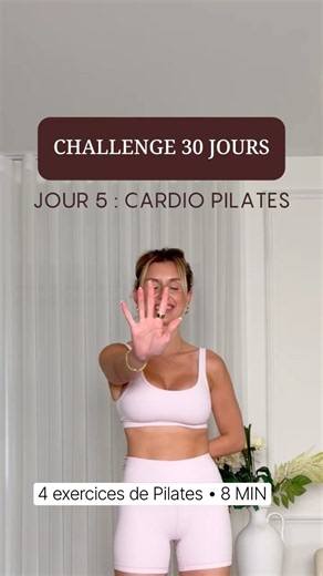 Challenge Pilates 30 jours | Jour 5 : Cardio Pilates (Corps entier) | 8 MIN #shorts