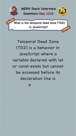🚫 Temporal Dead Zone (TDZ) in JavaScript — a hidden trap many developers miss! #shorts