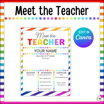Meet the Teacher Template EDITABLE, Teacher Introduction, About Me, My Favorites