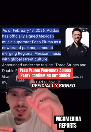 Peso Pluma performs at adidas chavaria party were he is seen singing but then fans speculating his Mexican jersey with adidas meant he was signed confirming he actually was wild chat drop your thoughts down below #pesoplumaoficial #adidas #pesoplumaoficial #willychavarria #mckmediaa
