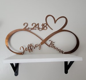 Personalized Metal Infinity Love Symbol, 7th 22nd Copper Wedding Anniversary Gift, Handcrafted Wall Art Sign, Name, Date, Heart Home Decor - Etsy