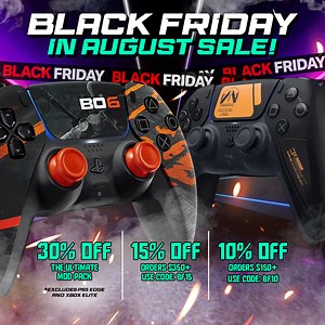 BLACK FRIDAY SALE In August! Why wait till November? Create your FULLY Custom Modded PS5 Controller & SAVE! 🔥 30% OFF The Ultimate Mod Pack 🚨 15% OFF Orders $350 . Code: BF15 ✅ 10% OFF Orders $150 . Code: BF10 💥 FREE Shipping On All Orders ⚡️ FREE 2-Day Shipping On Orders $350 | Modded Zone