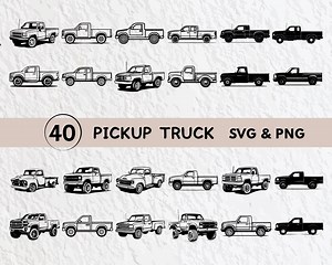 Pickup Truck SVG Bundle: Silhouette Clipart, Vector Art (PNG, SVG) - Etsy