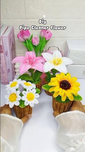 DIY Pipe Cleaner Flower Tutorial 🌸#viral #foryou #DIY #pipecleanerflower #handmade #homedecor