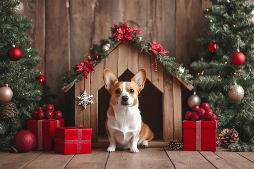 Christmas Backdrop for Pet Portraits, Dog House Holiday Set, Studio Minis, Bokeh Lights Props (JPG) - Etsy