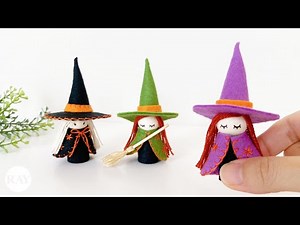 How to Make Halloween Witch Peg Dolls- DIY Felt Craft Tutorial