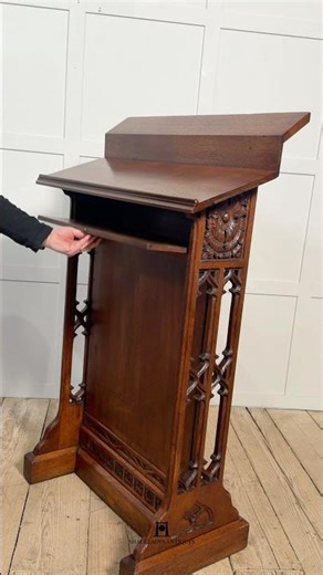 Carved Oak Lectern In The Gothic Revival Style #antiquefurniture #homedecor #antiqueinteriors
