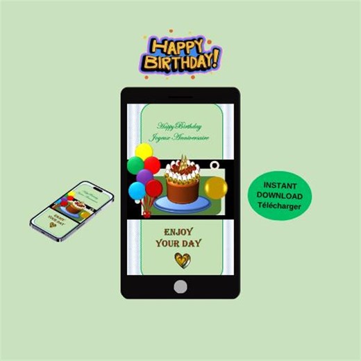 Animated Birthday Video Card - Mobile E-card (MP4, PNG, PDF, GIF Digital Download) - Etsy