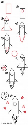 How To Draw A Rocket (Young Artists) - Art For Kids Hub — Free Drawing Lessons for Kids -