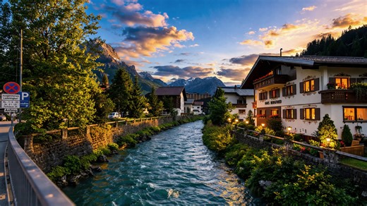 Lech Austria luxury and alpine evening walk (4K)