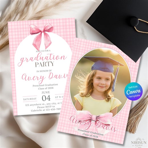 Pre-k Graduation Photo Invitation, Prek Announcement Invite, Preschool Graduation Invite, Editable Template Class of 2026 Preschool Grad Kid - Etsy
