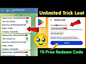 (Unlimited Trick Loot) Free Redeem Codes for playstore at ₹0/- | How to get free google redeem codes