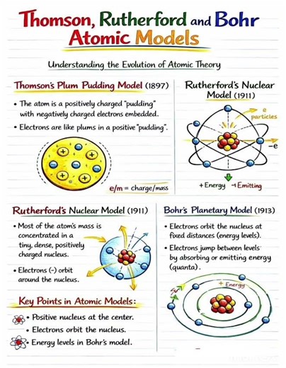 Thomson, Rutherford and Bohr Atomic model #thomson #rutherfordatomicmodel #bohratomicmodel #viral