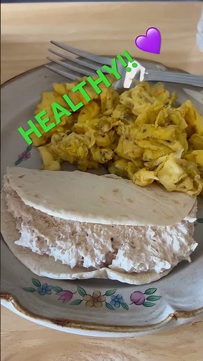 SIMPLE HEALTHY FOOD BREAKFAST EGGS TUNA TORTILLA￼