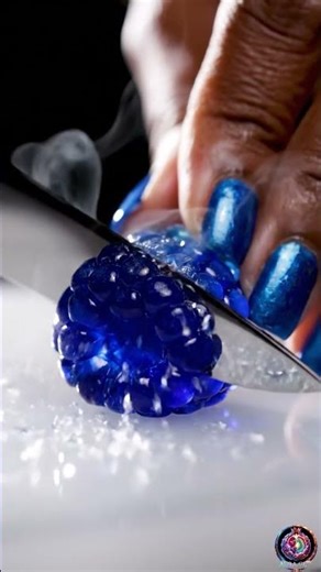 ASMR Crushing a Frozen Blue Raspberry 🧊🫐 #asmr #fruit #sandmentcrushing