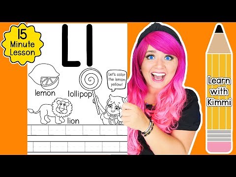 Letter L Color & Trace Worksheet Lesson and Tutorial | Learn with Kimmi The Clown ABC Coloring Book