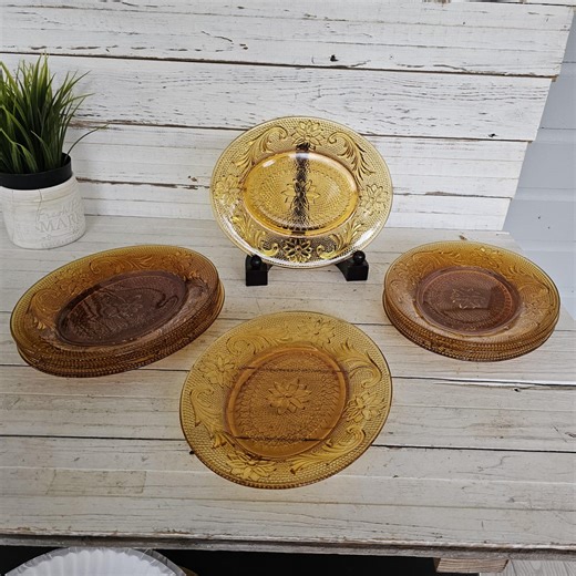 Vintage Indiana Glass Company Amber Tiara/sandwich Oval Plate 8.5" Set of 8 - Etsy