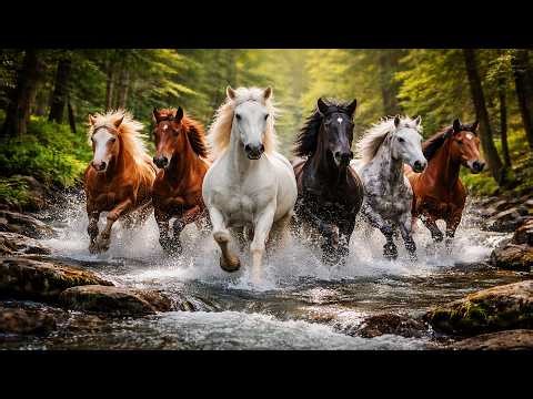 🐎🌸 Majestic Horses Running Free in a Spring Meadow – Relaxing Neighing Sounds & Horse Moments