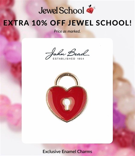 Your Friday just got a whole lot better!😉 You can get your favorite brands, supplies, and tools for an extra 10% off… that basically means you are saving money while you shop!👏🏻 You can start shopping these beautiful charms by John Bead at this link: https://bit.ly/4hQgbey and you can explore our other jewelry making supplies at this link: https://bit.ly/42SdODW | Jewel School